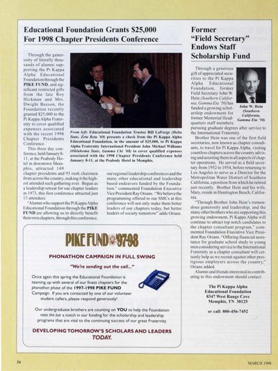 Educational Foundation Grants $25,000 for 1998 Chapter Presidents Conference